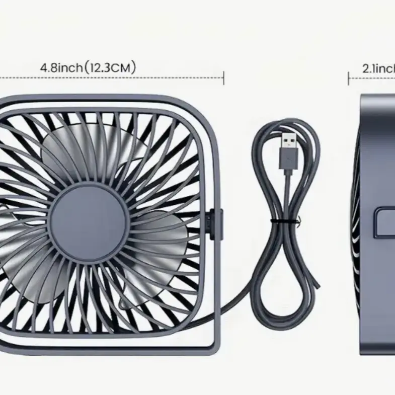 Portable USB Desk Fan Colour Blue, with 3 Speed Setting and 360 Degree Silent Rotation Colour Blue. 3