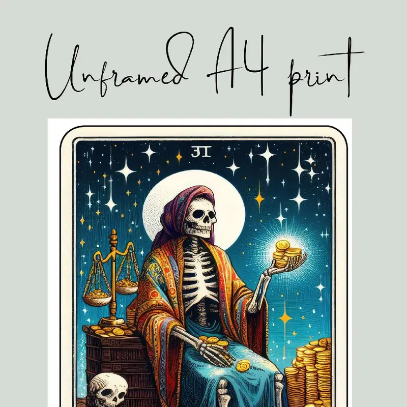 A4 Unframed Wall Print - Funny Skeleton Tarot Card - Home Decor & Wall Art - Room, Poster 3
