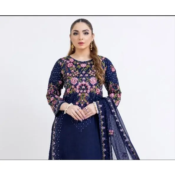 Brit 3 piece chiffon mother and daughter _8086 Navy ladies suit B75