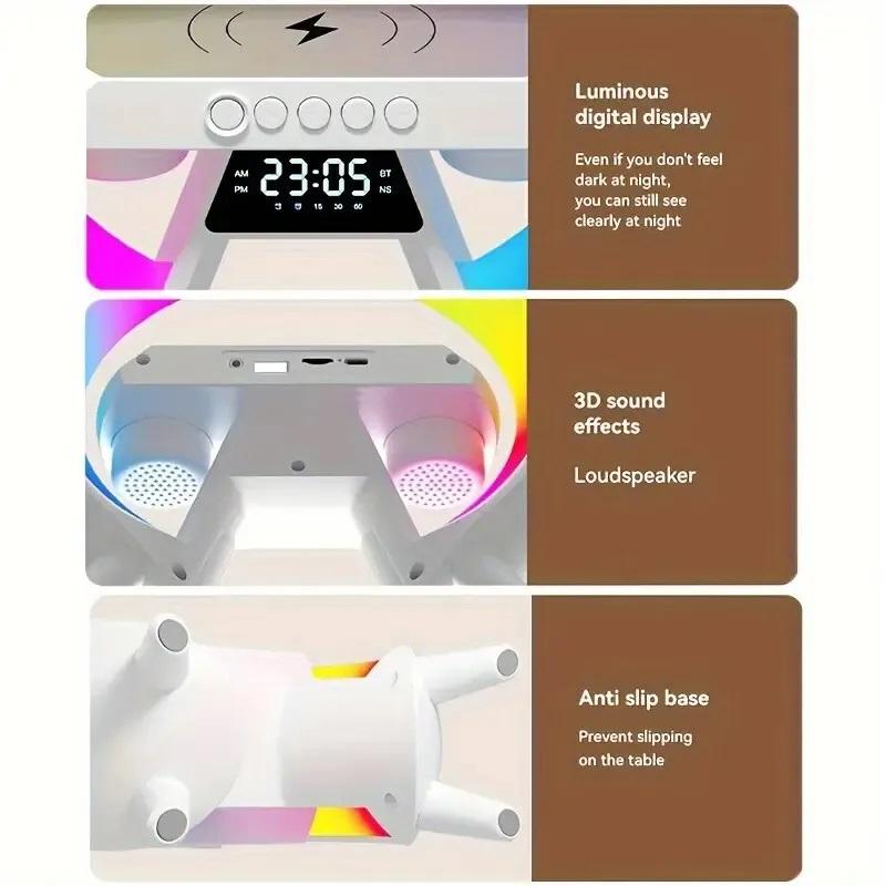 LED Smart Wireless Charger Clock Alarm Night Light Lamp Bluetooth Speaker RGB Audio USB Charging Rechargeable Button Computer chargers   Smartphone 6