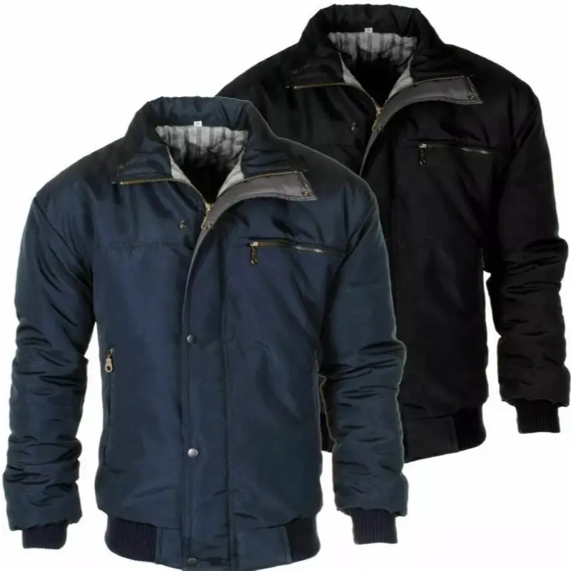 Mens Sky Diver Zipper Bomber Warm Padded Check Lined Rain Heavy Work Jacket Coat
