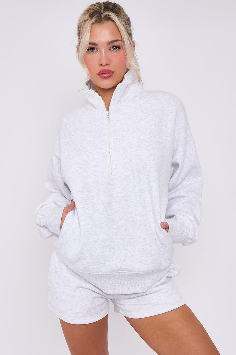 Product Introduction of H.O.S Women's 1/2 Zip Top & Shorts Fleece Co-ord Set 13