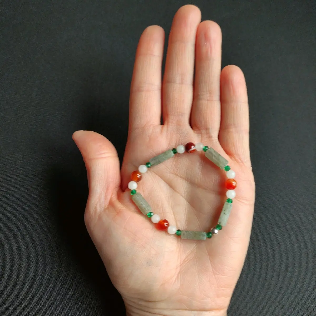 MintWish.You - Mix - Natural Gemstone Bead Bracelet - Stretch Boho Chakra Colour Meditation  - 15cm circumference