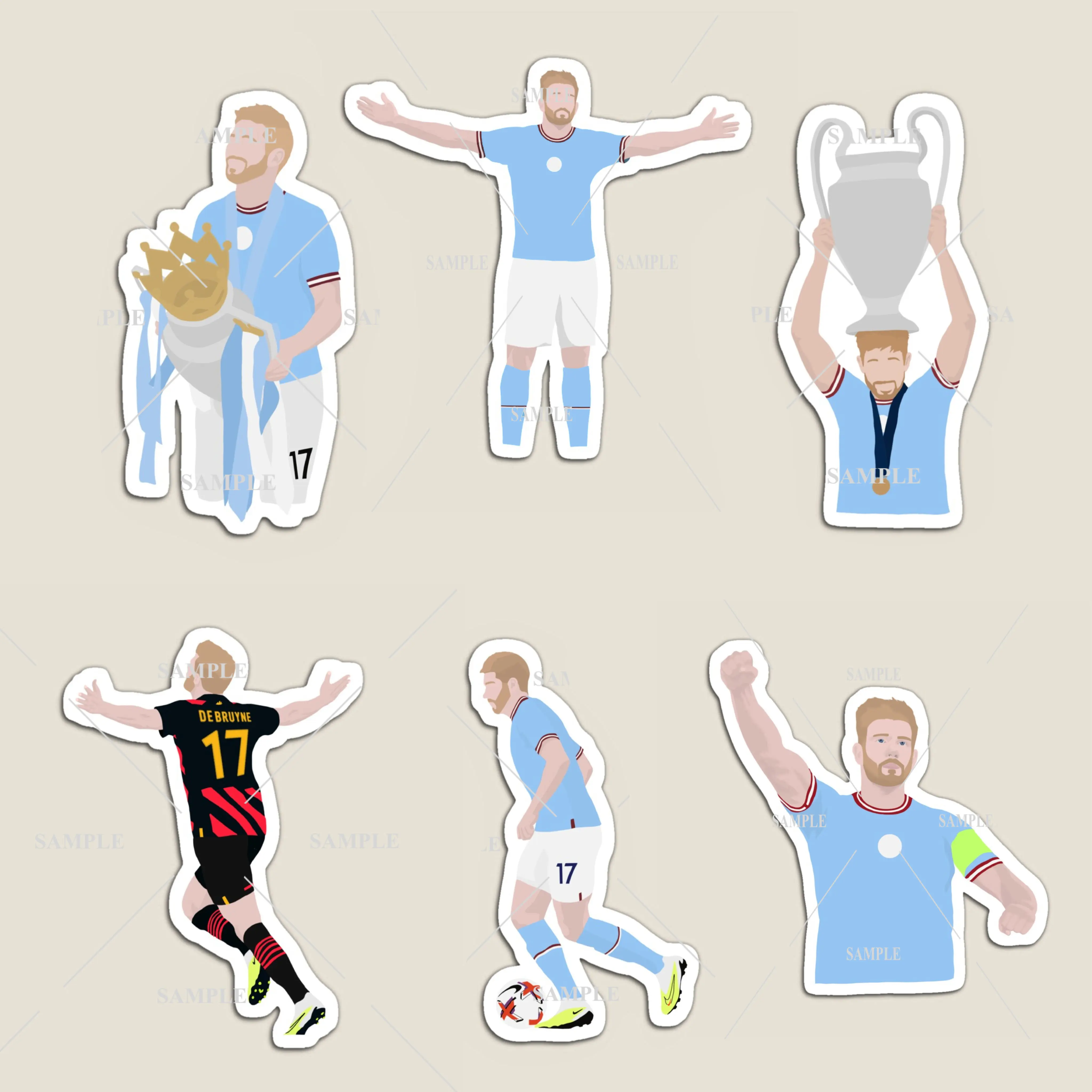 Kevin De Bruyne Manchester City 2022/23 Stickers or Magnets Set