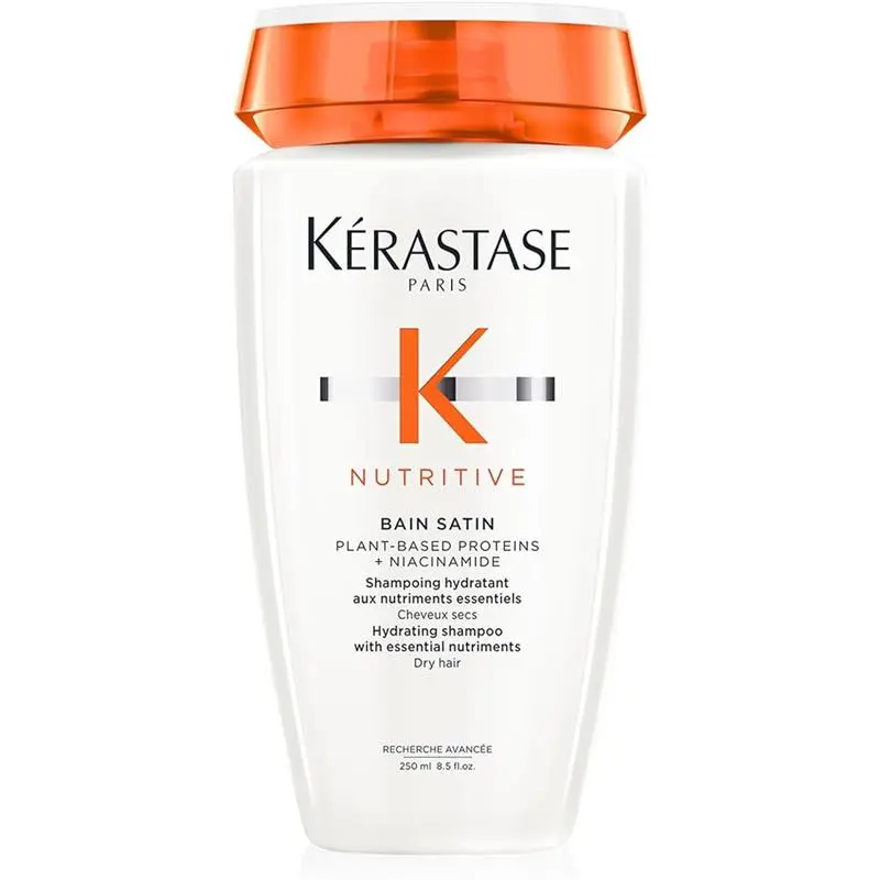 Kérastase Nutritive, Gentle Hydrating Shampoo for Dry Hair, Nourishing Protein Formula with Niacinamide, Moisturises, Softens and Restores Shine, Bain Satin, 250 ml