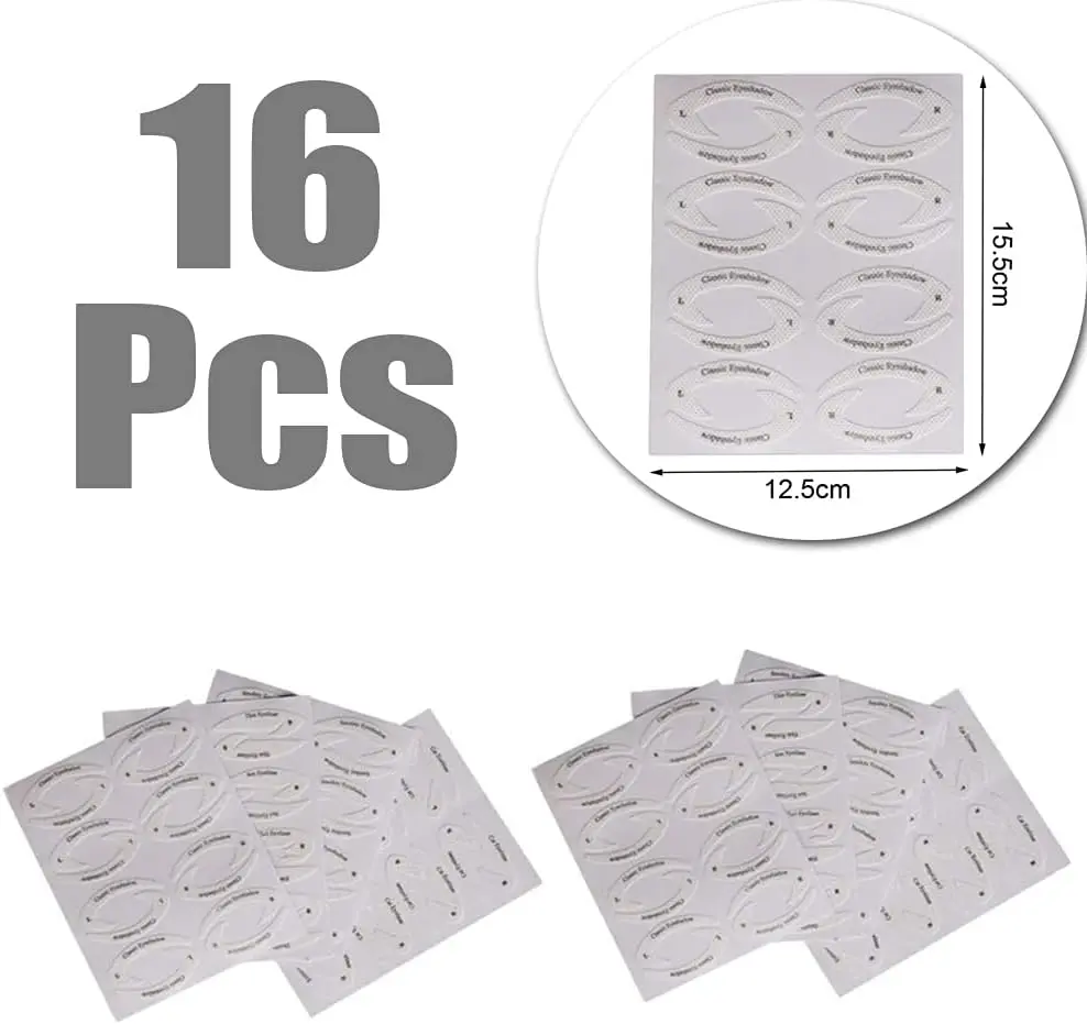 16 Pcs Eyeliner Eye Shadow Moulds Eye Shadow Applicate Stickers Makeup Quick Eyeshadow Stencils for Eye Makeup Daily Set