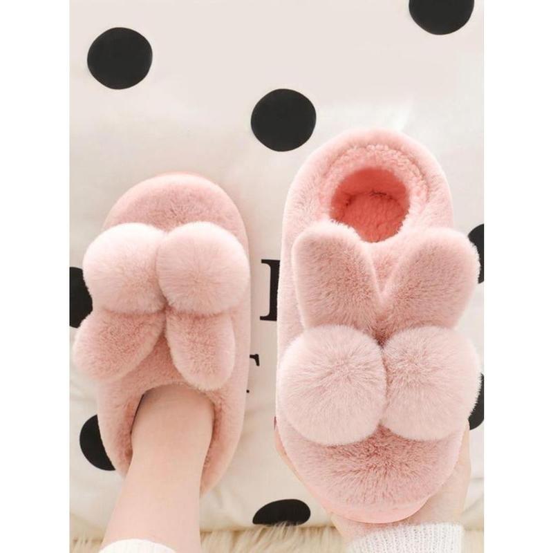Women's Cute Cartoon Rabbit Design Plush Slippers, 1 Pair Soft Comfy Warm Bedroom Slippers, Ladies & Girls Home Slippers for Fall & Winter 0