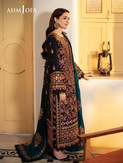 Product Introduction of Asimjofa Pashmina stitched pakistni Black dress womenwear Embroidered Casual Comfort 2