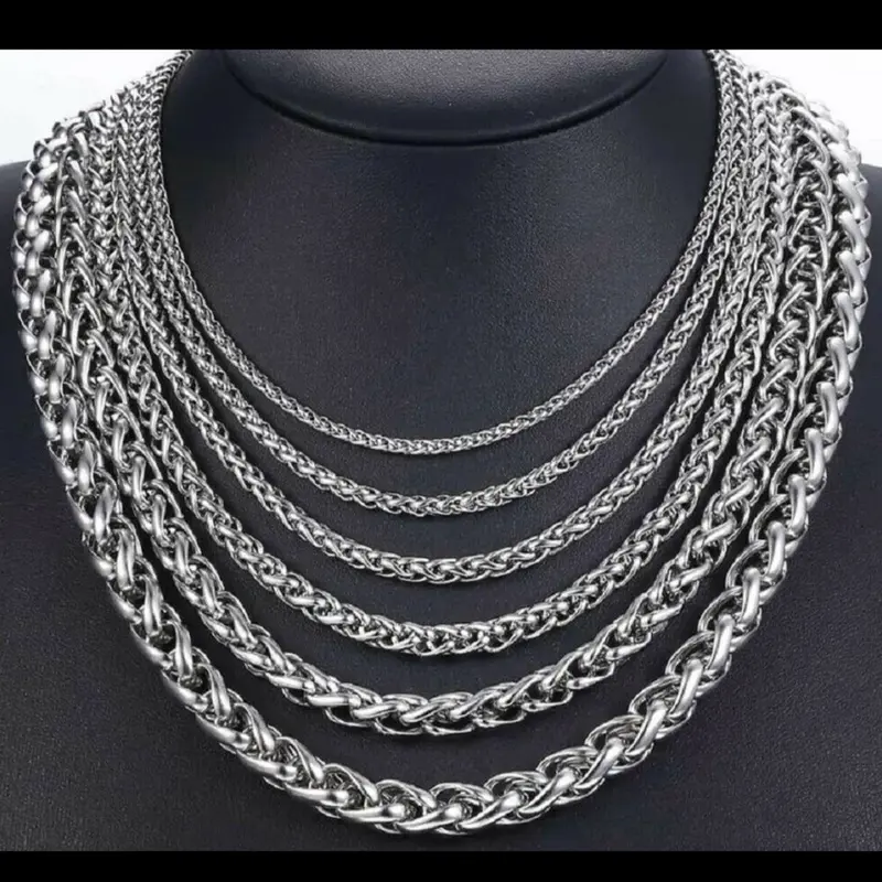 Mens Chain 3 4 5 6 8mm Cuban Link Silver Spiga Womens Necklace Sizes 22" Steel UK 0