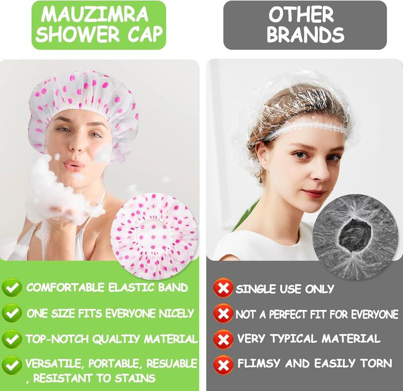 Product Introduction of 4 Pack Shower Caps for Women/Men, Light Weight Plastic Shower Caps for Women UK 30cm Width with Good Quality Elastic, Perfect for Use at Home, and Spa by MAUZIMRA 0