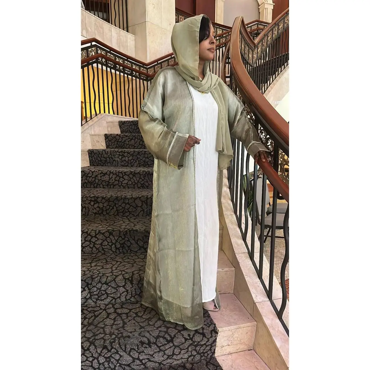 Green Organza Abaya