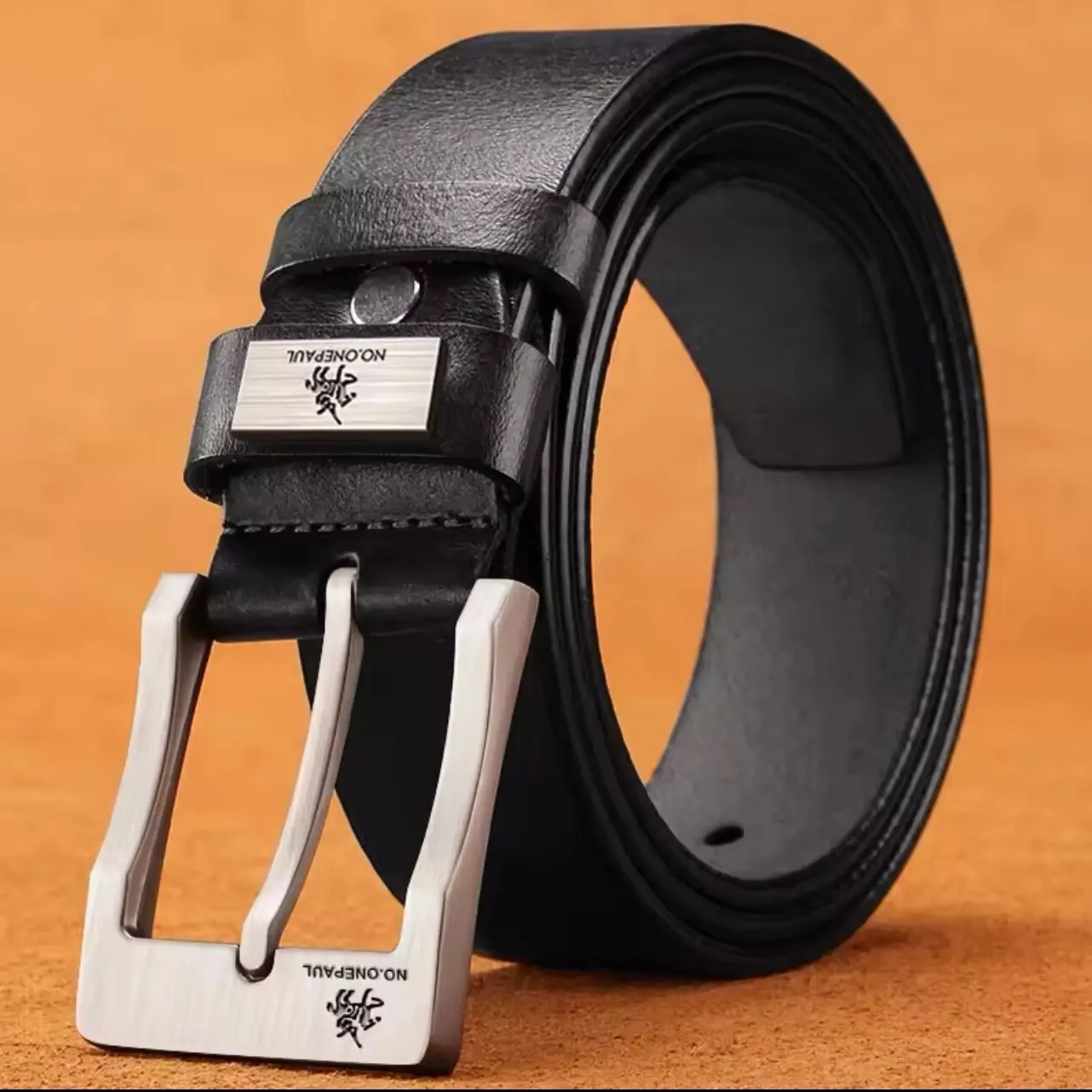 No One Paul Genuine Leather Men's High Quality Buckle Jeans Cows-skin Belt
