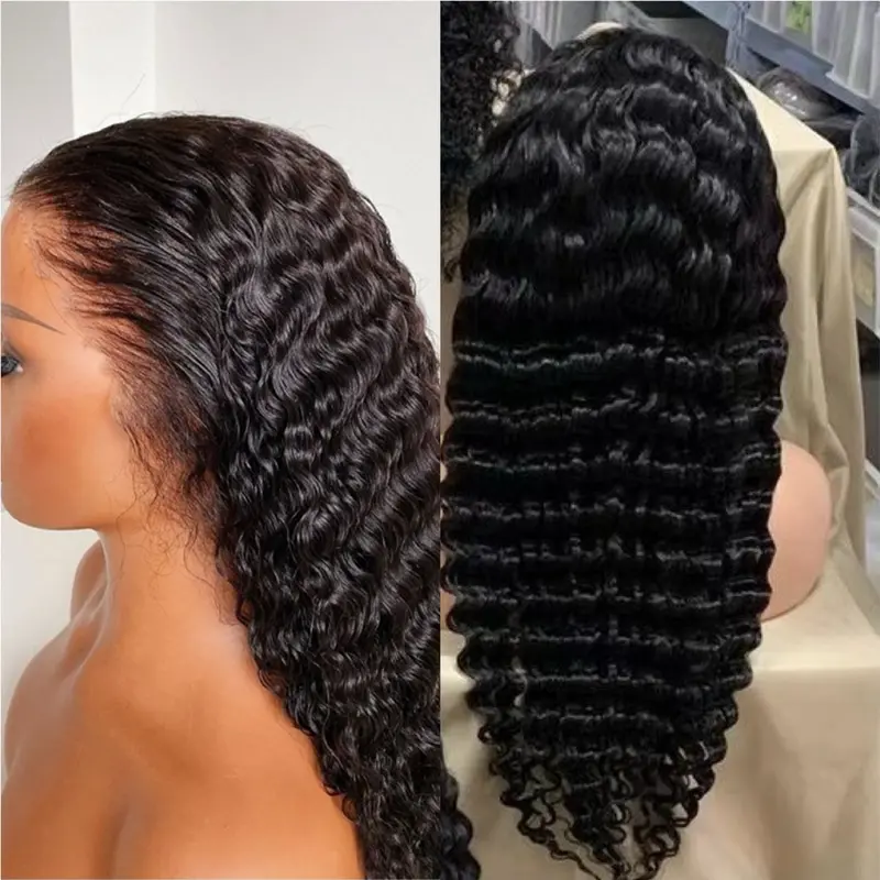 190% density 13*4 HD Transparent lace virgin human hair deep wave 2