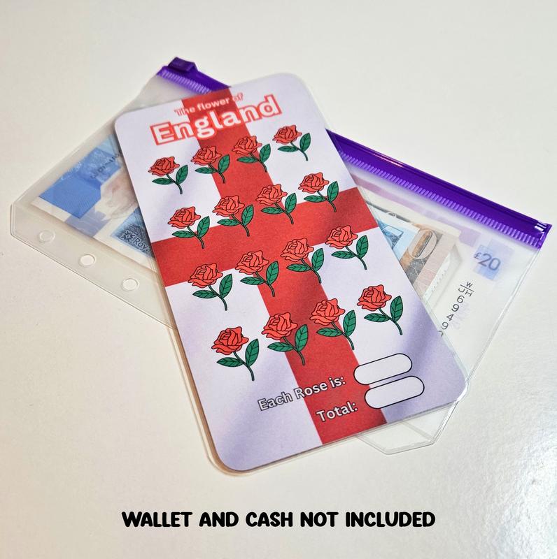 Flowers Of Great Britain Savings Challenges with Dashboard on back, 3x6in for cash envelopes, Lamination Options, Challenge Tracker uk stuffer 5