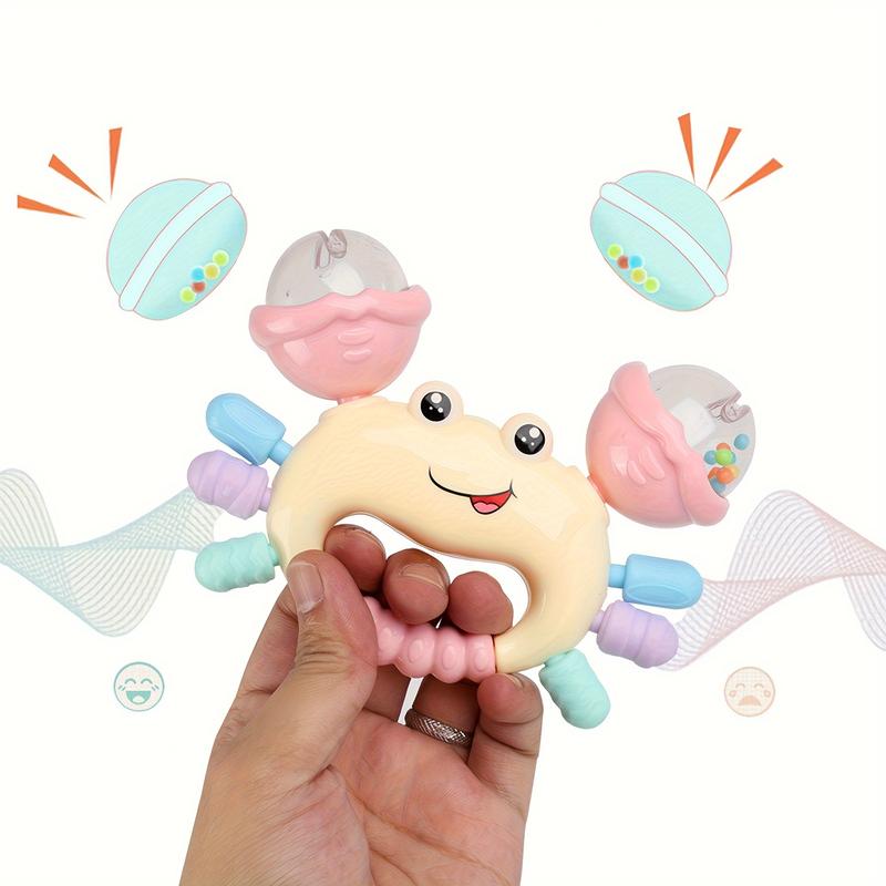 Infant Hand Rattle Toy, Crab Shaker, Educational Teething Gum, ABS Resin, Assorted Colors, Baby Early Learning, Newborn Gift for Boys and Girls 2
