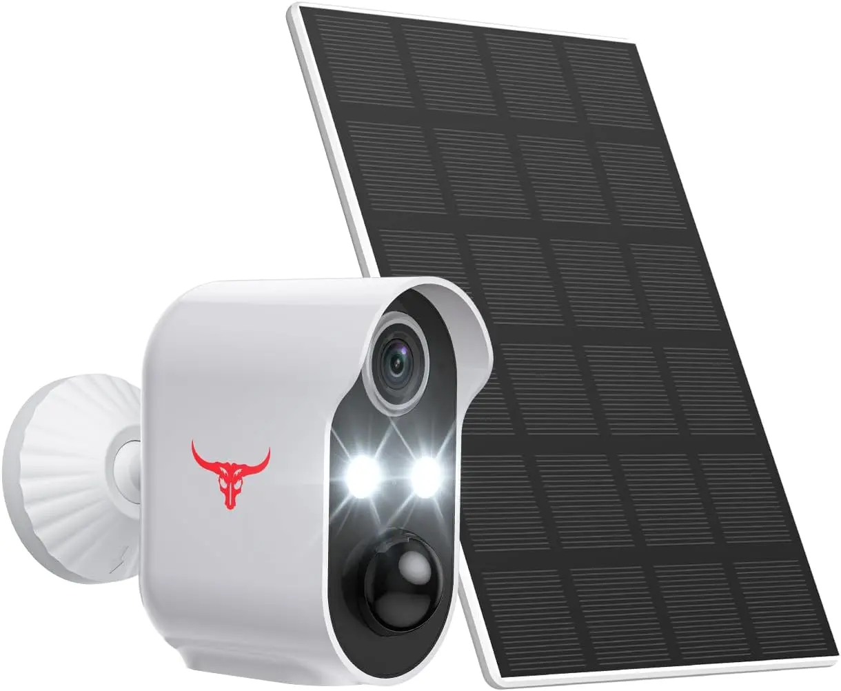 Uk Stock 1080p Solar Security Camera, Wireless Indoor/Outdoor Surveillance Bullet Cam, AI Human Detection, Night Vision, 2-Way Audio, Real-Time Alerts, Cloud Storage wifi