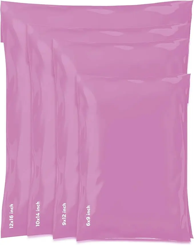 Mixed Size Grey Mailing Postal Bags, Self-Seal Closure Packaging Bags, Delivery Mailing Bag Flexible and Tempered Proof, Secure Small to Large Postal Bags (Pink, 60)