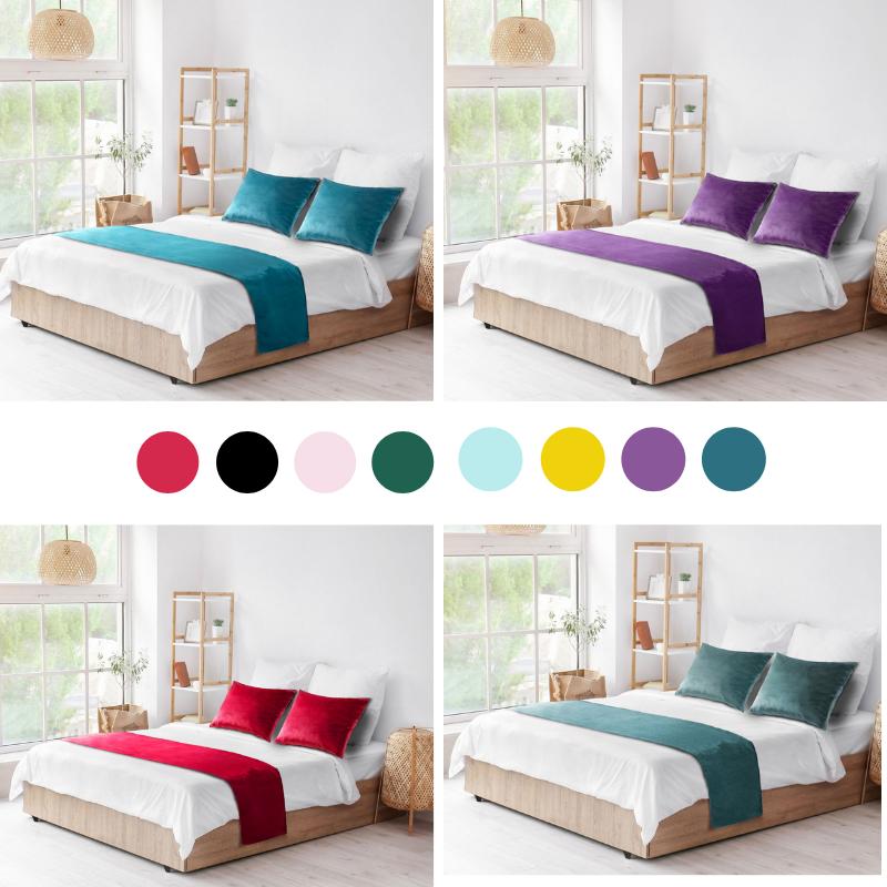 Bed runner bed throw bed scarf High quality velvet fabric Reversible (Double-Sided) Washable King Size Soft breathable flat weave 0