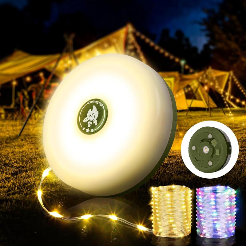 Product Introduction of （Local Warehouse)Camping String Lights, 2 in 1 Quick Rechargeable Tent  Storage Lamp with 8 Lighting Modes,Hanging Illumination Waterproof Portable LED Torch for Bedroom Yard Decor Christmas Camping Essential camping  light 13