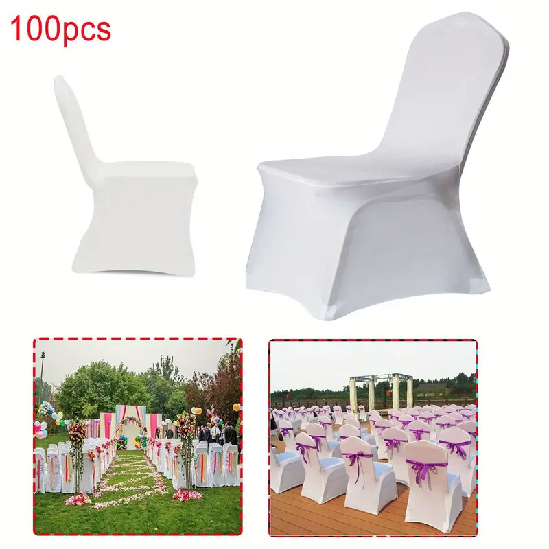 LARS360 Universal Chair Covers Spandex Stretch Chair Covers Removable Washable Swing Chair Covers for Weddings and Events Festive Decoration White - Pack of 50/100 4