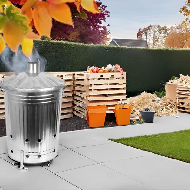 90 Litre 90L Extra Large Galvanised Metal Incinerator Recycle Garden Rubbish Fire Burning Bin Leaves Wood Burner 5
