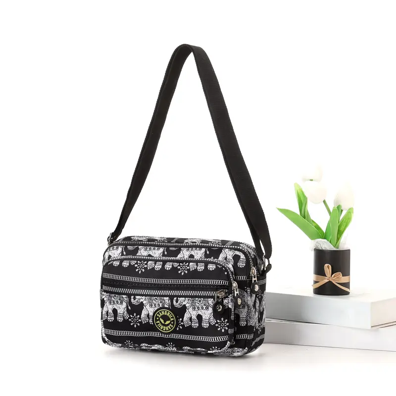 Black And White Elephant Cross Body Camera Style Bag 0
