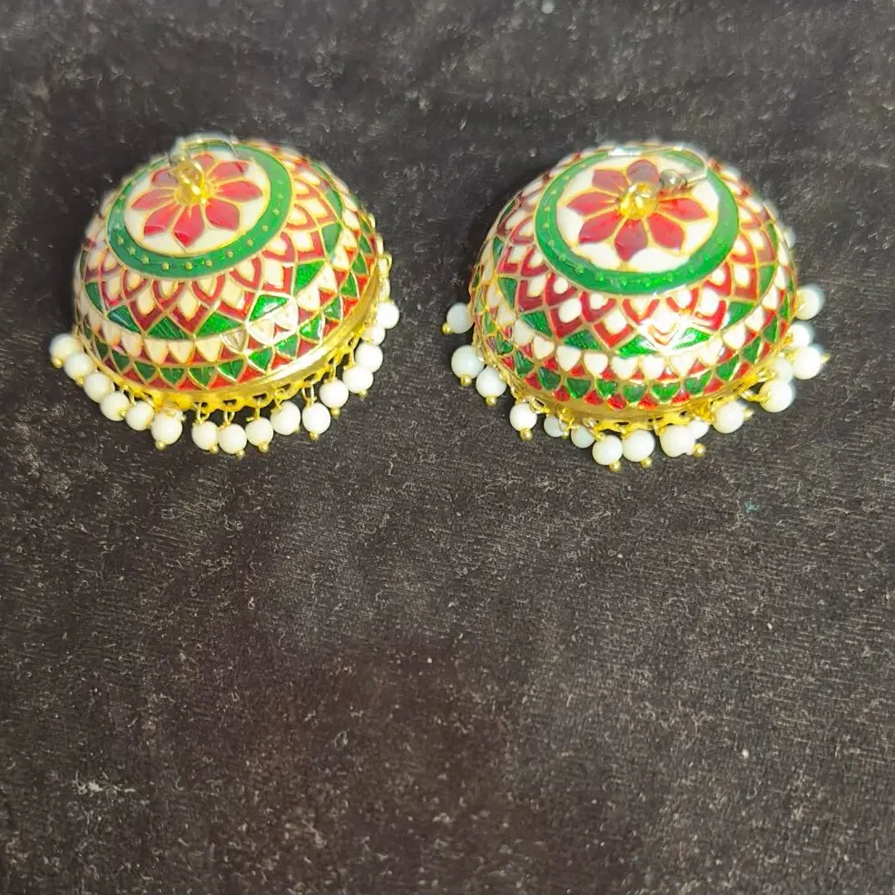 Women’s Earrings | Multicolour design . / Colourful round shaped jhumkii . Stylish design to make your look perfect . desi jewellery earings lovers