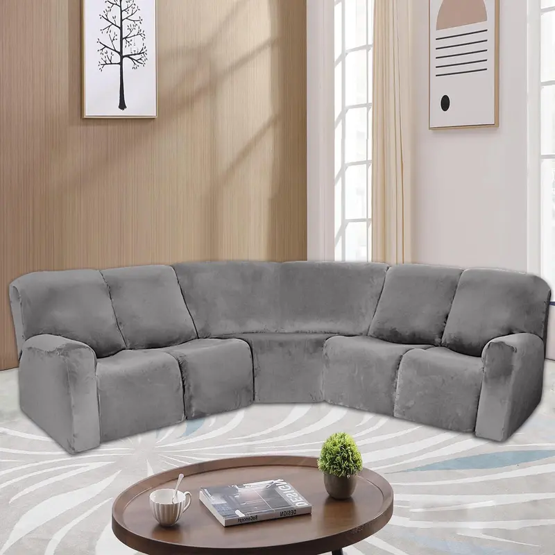 5 Seater Recliner Cover 7 Pcs Recliner Sofa Covers Velvet Stretch Reclining Sectional Couch Covers for 5 Cushion Sofa Slipcovers 1