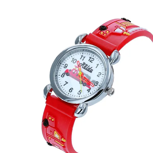 Relda Children's Analogue 3D Fire Engine Red Silicone Strap Boy's Watch REL48 1
