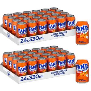 Fanta Orange ZERO Sugar Multi Pack/PMP - Beverage Can Drink Soda 330ml - Pack of 48