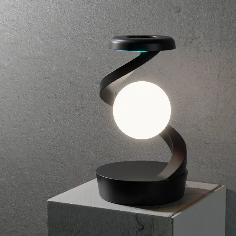 360 Rotary floating Moon lamp Charging Station（With wireless charging ）charging mobile free shipping Charger Cable 4