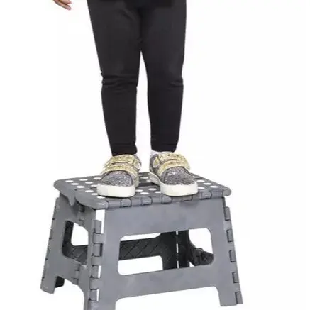 UK Made MARKSMAN Heavy Duty Plastic Foldable Step Stool for Bathroom, Garden, and Outdoor Activitie 23 x 19 x 19 (W x H x D) cm GREY 2