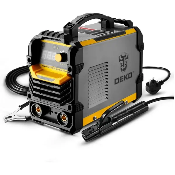 DEKO 220V MMA Welder , 200A ARC Welder Machine IGBT Digital Display LCD Hot Start Welder with Electrode Holder , Work Clamp , Input Power Adapter Cable | Welding Machine