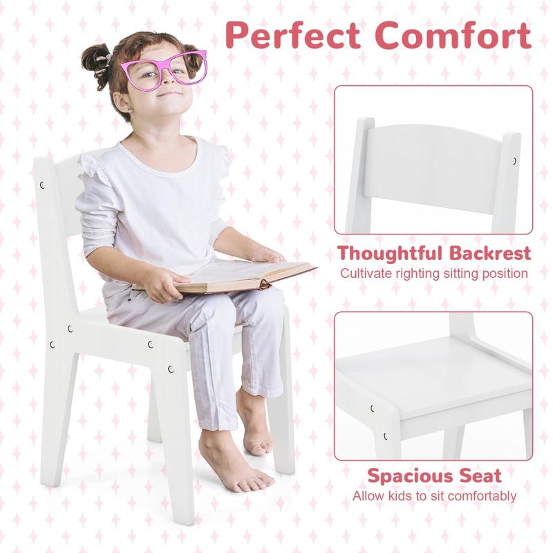 COSTWAY Kids Vanity Table and Chair Set with Shelves Drawer and Cabinet 7