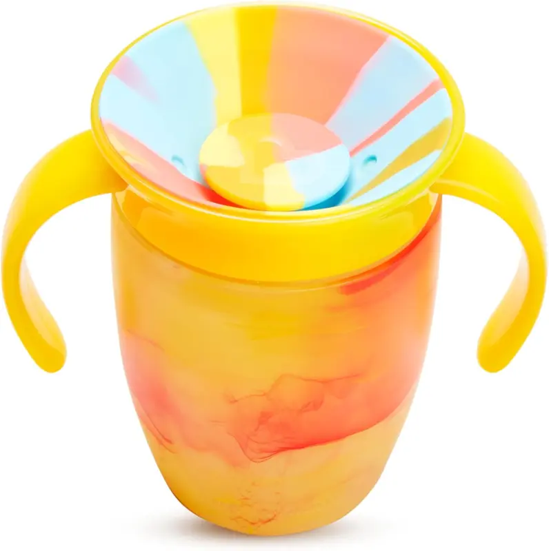 360 6+ Month 7oz Baby Sippy Cups (2-Pack). Trainer Cup, Spill-Free, Dishwasher-Safe Baby Water Bottle with Easy-Grip Handles. (Blue/Yellow) 4