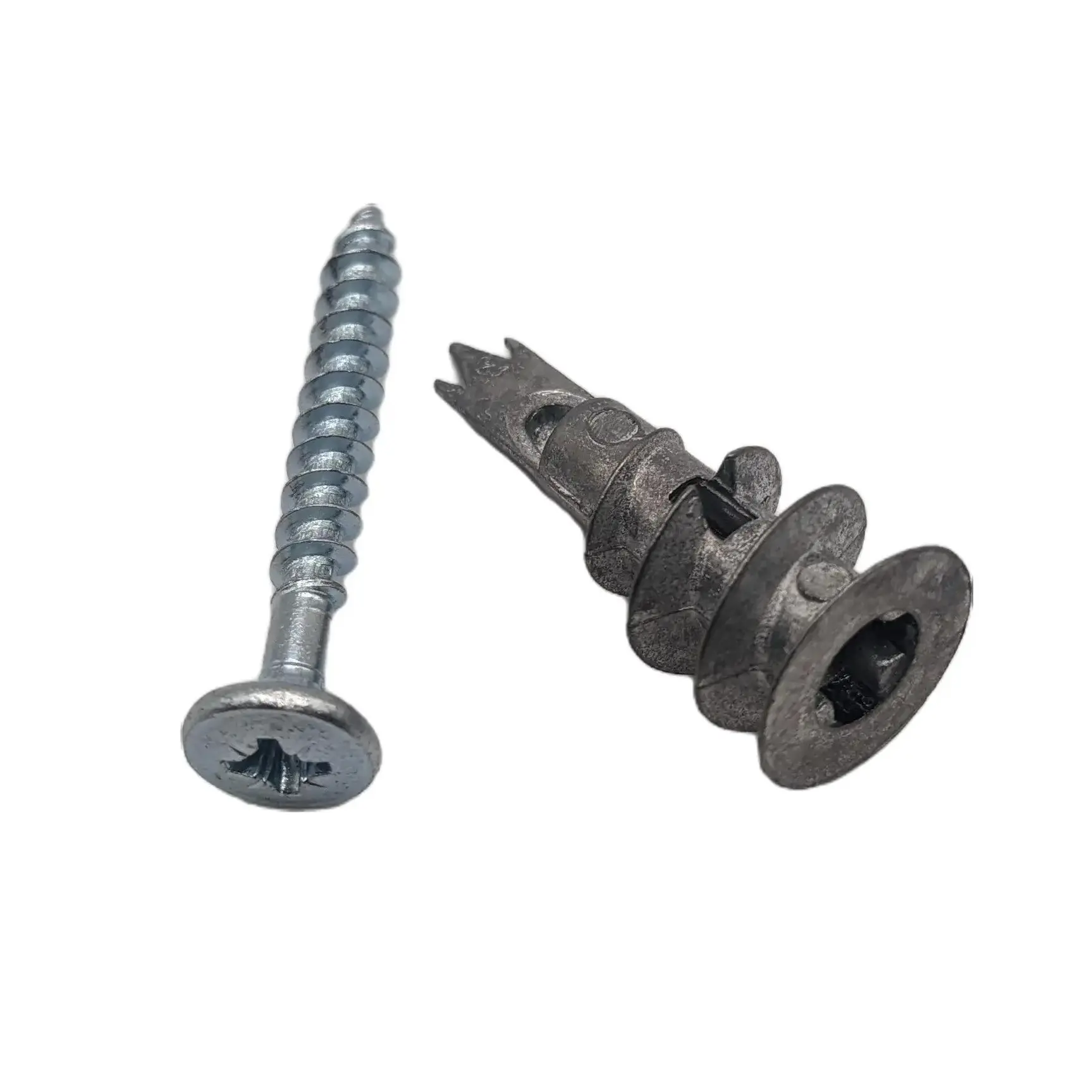 AF4F (100 Pack) Self-Drill Metal Plasterboard Fixings, Speed/Spiral Dry Wall Plugs and Screws