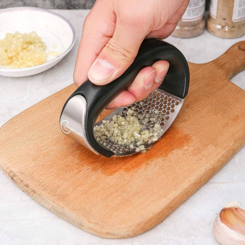 Garlic Press with Steel Edge - Stainless Steel - Premium Quality Kitchen Utensil for Easy Garlic Peeling and Cleaning - Utensils 7