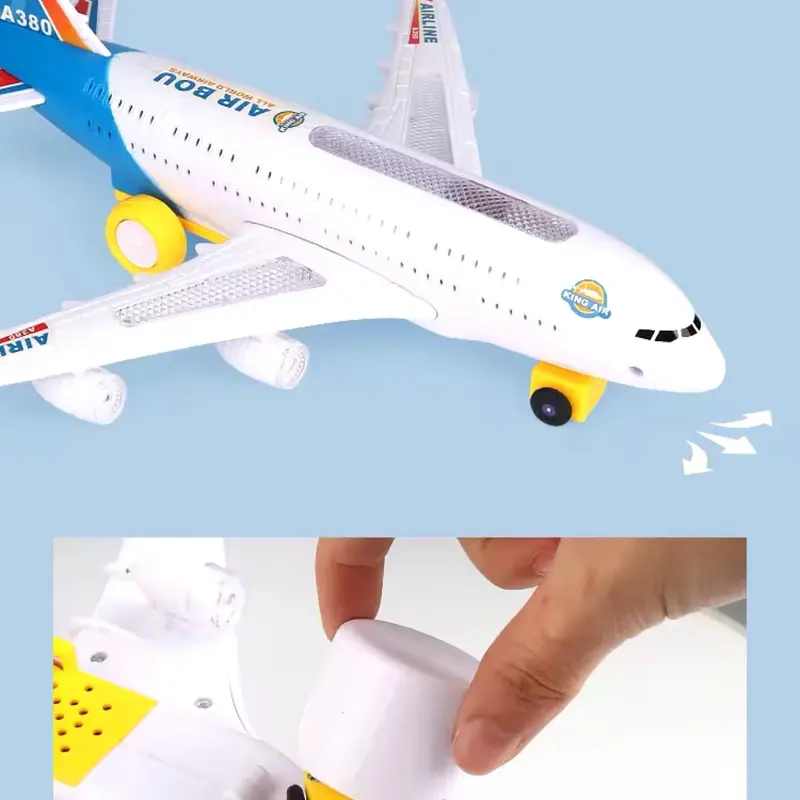 Airplane Toy Kids Airbus A380 Large & Small Size Aeroplane Toys Electric with Flashing Lights LED & Music Bump & Go Educational Toys For Toddlers Children Boy & Girl Best for Birthday Christmas Gifts Present 6