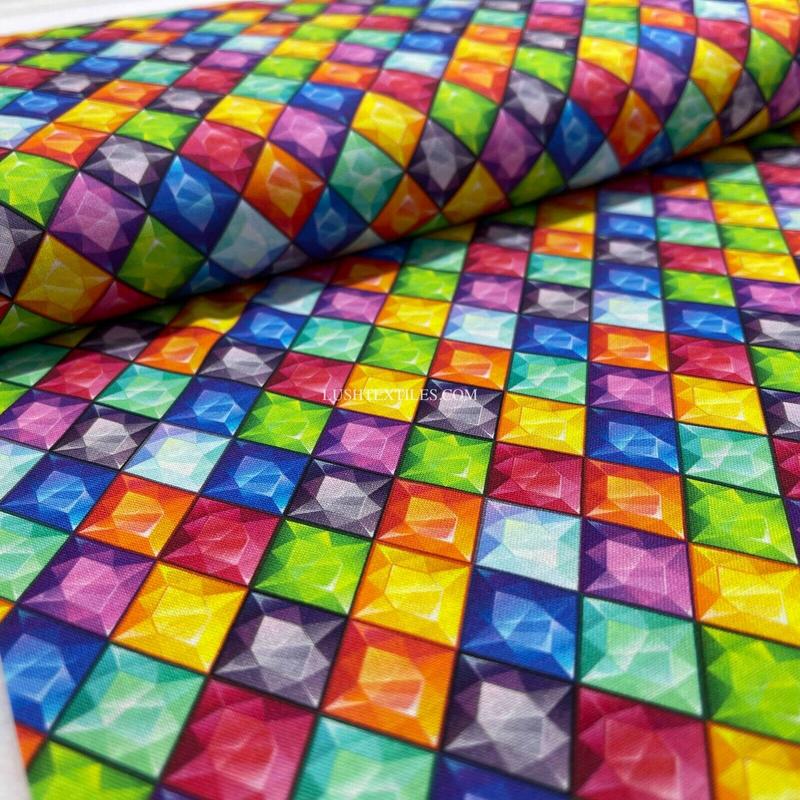Diamond Jewels Multicoloured Craft Cotton Fabric 140cm 3