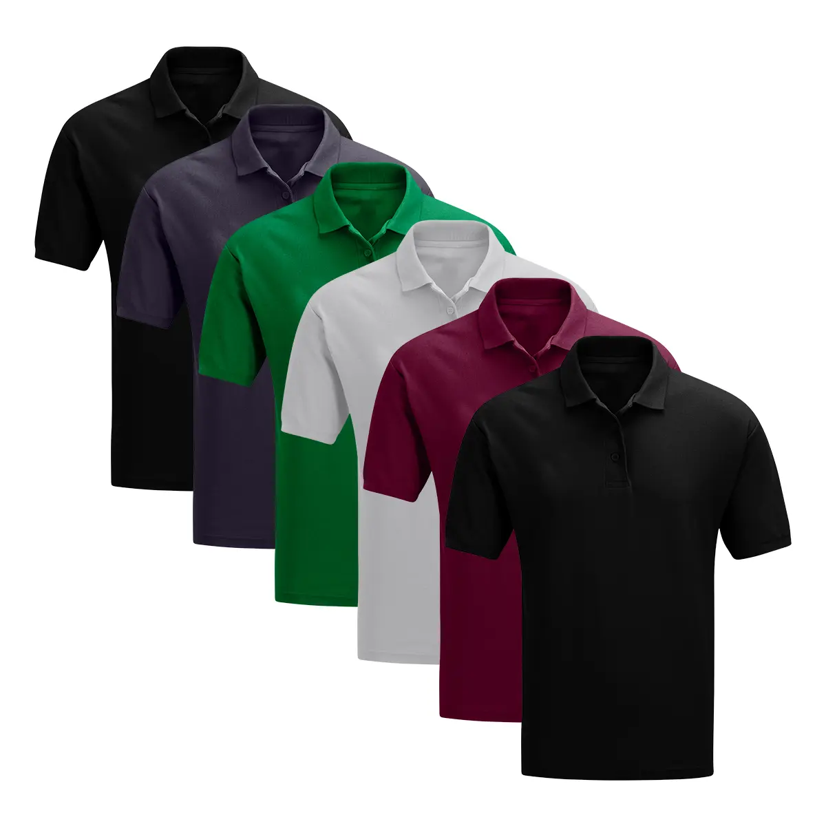 Mens 5 Packs Plain Polo Shirt Knitted Collar and Cuffed Short Sleeves Casual Classic