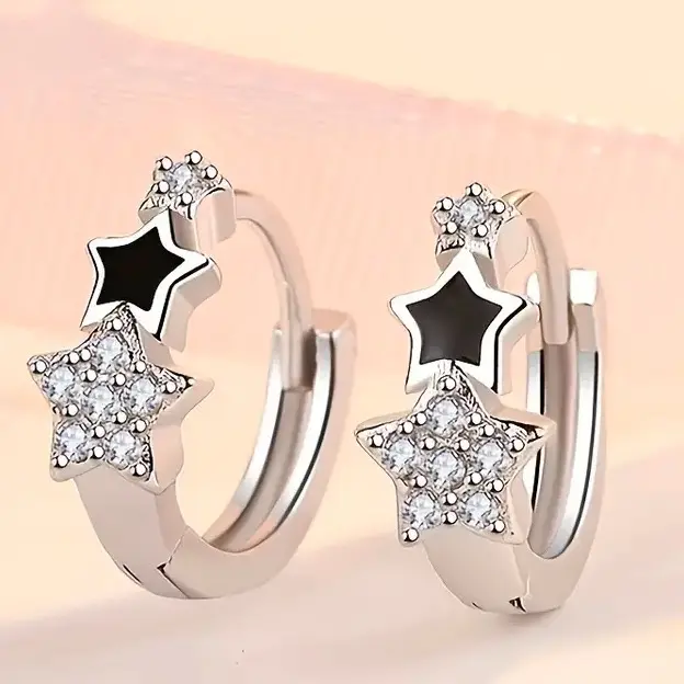 Zirconia Star Earrings with Free Studs - Fashion Accessory 1