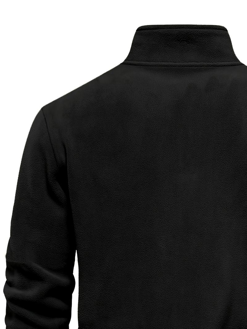Product Introduction of Autumn & Winter Men's Fleece Henley Shirt, Stand Collar Half Zip Long Sleeve Pullover Top, Male's Classic Fashion, Outdoor Cloth 18