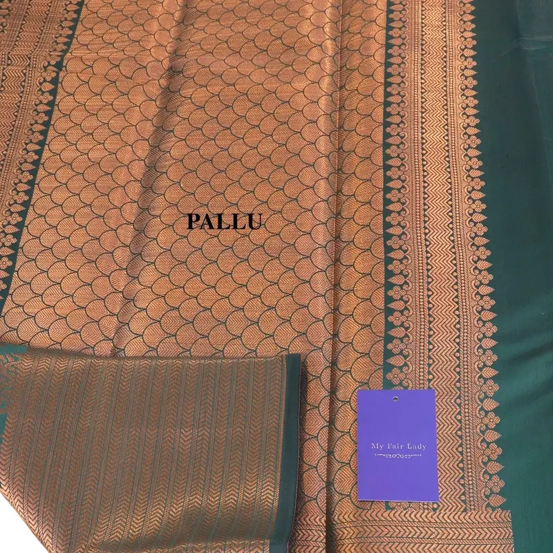 Banarasi Semi-Silk Dark Green Colour 4