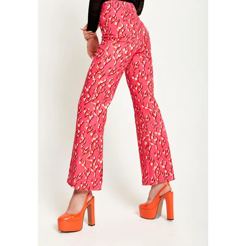 House Of Holland Pink Flame Clashing Colours Flared Trousers 3
