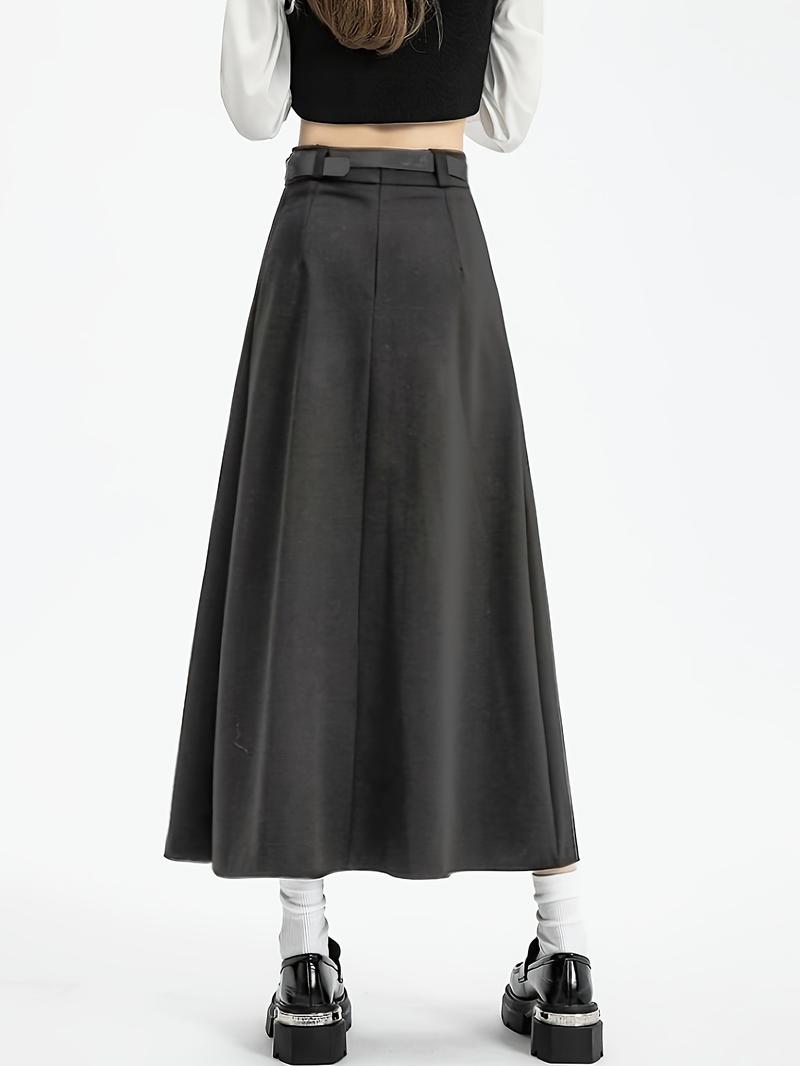 Product Introduction of Chic A-Line Pleated Midi Skirt - 100% Polyester Solid Color Woven Fabric, Beltless Design for Fall/Winter Fashion, Stylish and Comfortable Wear for Women 6