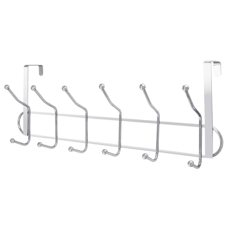 8/10/12X Over The Door Hooks Chrome Washroom Coat Hanger Clothes Towel Storage Rack Silver Strong Hangers Organiser Steel 1