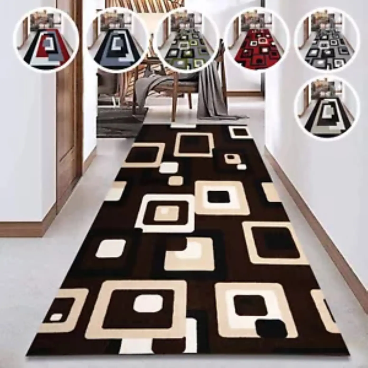 Long Hallway Runner Non Slip Door Mats Bedroom Rugs Kitchen Carpet Floor Mat UK