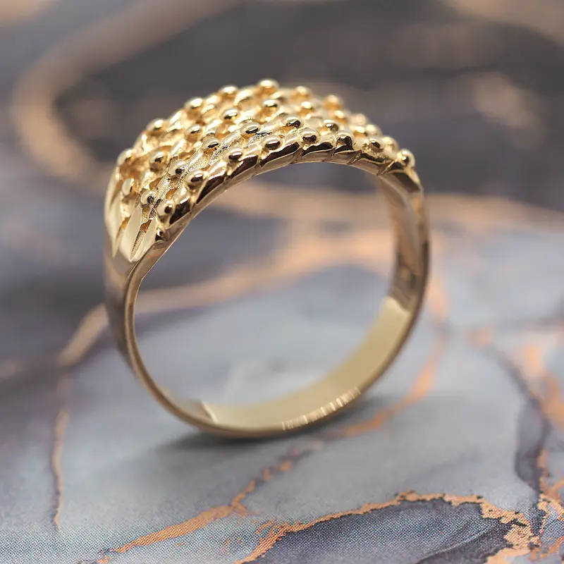 Yellow Gold 4-Row Gents Keeper Ring, size S 2