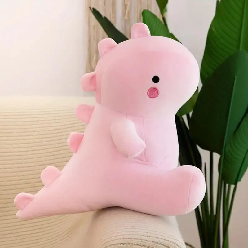 Pink dino throw pillow  doll and stuffed toys cute shy pink dino 0