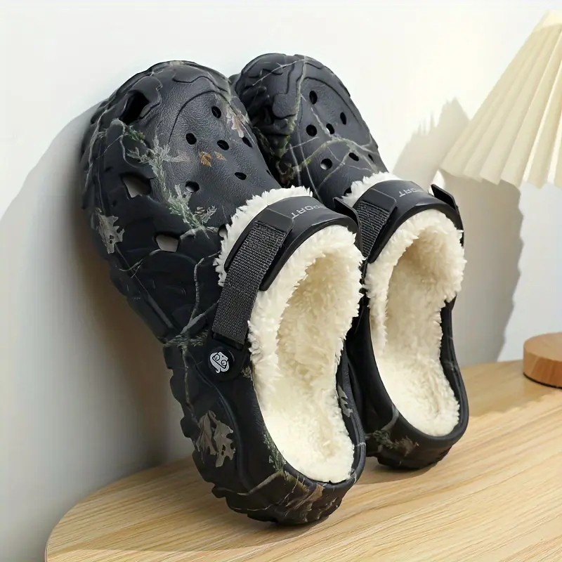 ORACEGRA        Men's Winter Warmth - Casual EVA Round - Toe Slip - On House Slippers with Fabric Lining and Non - Slip Design for Fall and Winter 6